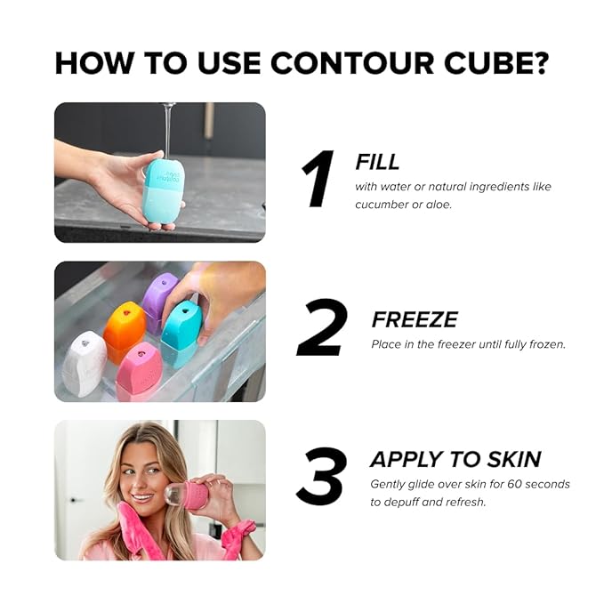 Contour Cube Original - Ice Roller for Sculpting & De-Puffing - Face Ice Roller & Massager with BPA-Free Silicone - Ice Mold for Face - Skin Care Tools for Daily Skincare (180ml) - Marble