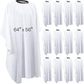 Wesiti Pcs Barber Cape 64 x 56'' Large Waterproof Hair Cutting Salon Cape Adjustable Snaps for Hair Dye Salon Stylist Supplies(White,12)