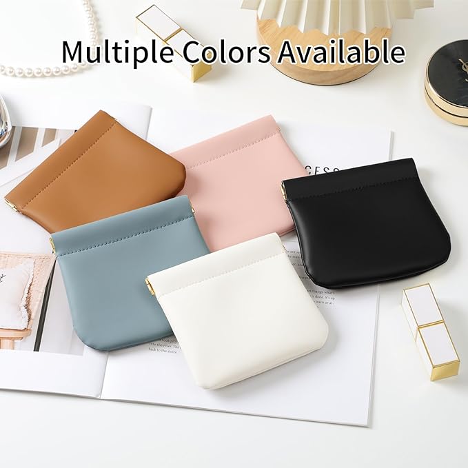 MEIBOOCH 2 Pack Small Makeup Bag for Women, New Organosilicon Super Fiber PU Leather Mini Cosmetic Bag for Travel, Coin Purse Organizer Storage Pouch (No Phrase Printed, Pink)