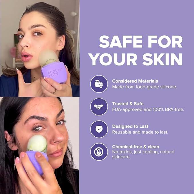 Contour Cube Original - Ice Roller for Sculpting & De-Puffing - Face Ice Roller & Massager with BPA-Free Silicone - Ice Mold for Face - Skin Care Tools for Daily Skincare (180ml) - Violet