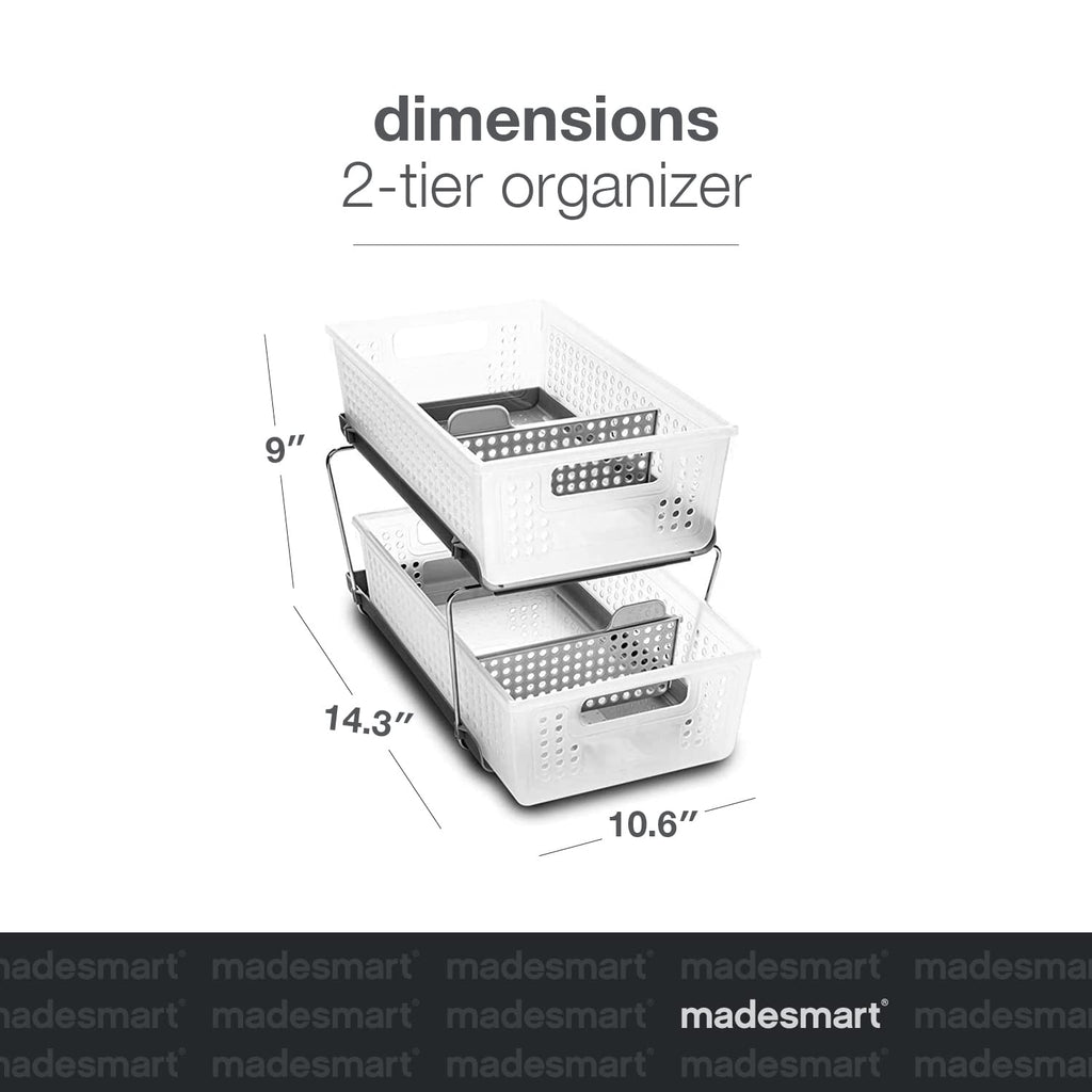 madesmart Two Tier Organizer with Dividers, Frost