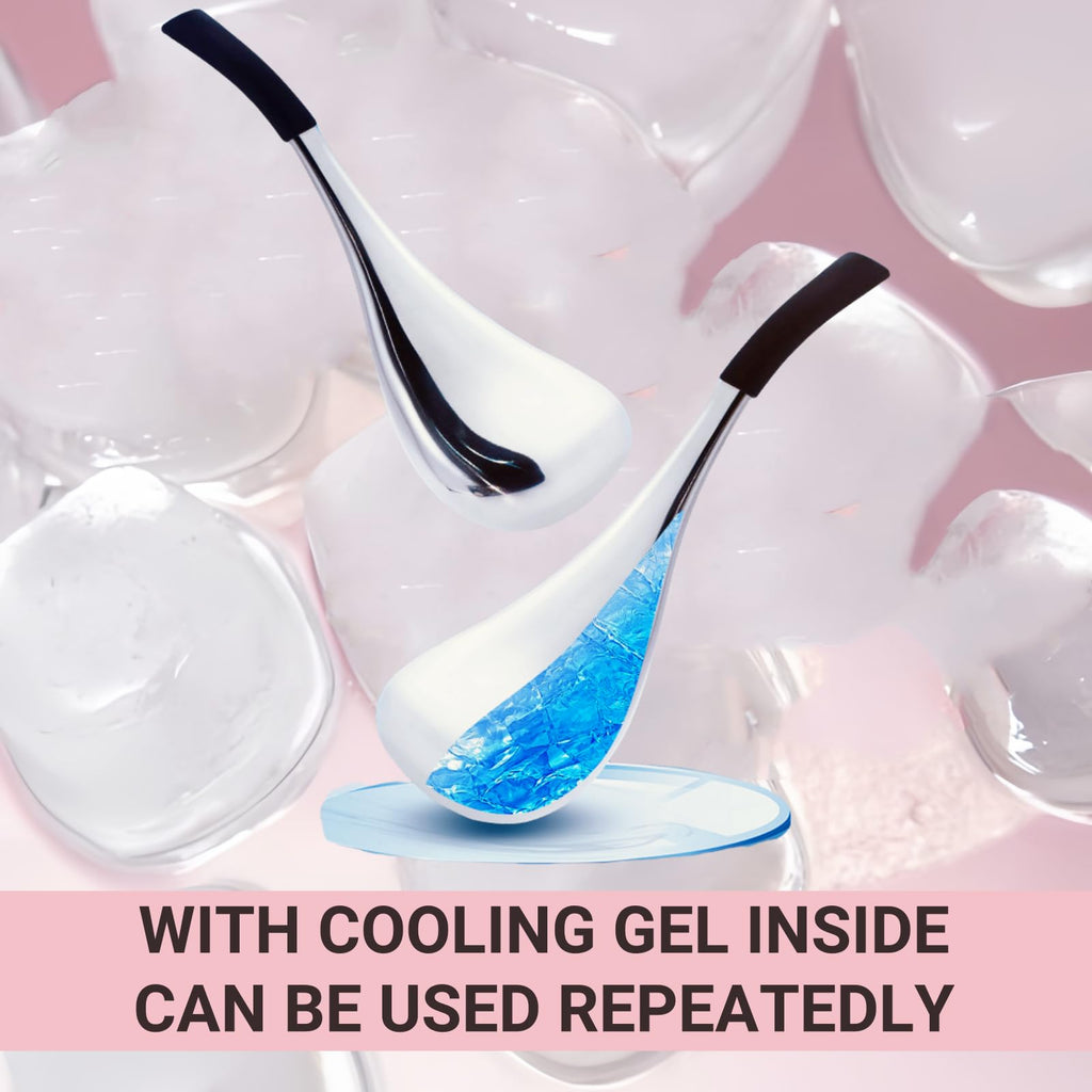 AOSHAWN Cooling Globes for Face and Eyes, Ice Globes for Facials, Stainless Steel Cryo Sticks for Women and Ladies, Skin Care Tools Spa Roller, Anti-Aging, Wrinkles and Puffiness Relief (White)