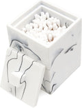 Joitsvia Qtip Holder with Lid, Bathroom Resin qtip holder dispenser , Cotton Swab Container jars, Cotton Ball Organizer for Floss Jewelry Necklace Ring Earring Storage jar Gift Case, Ink White