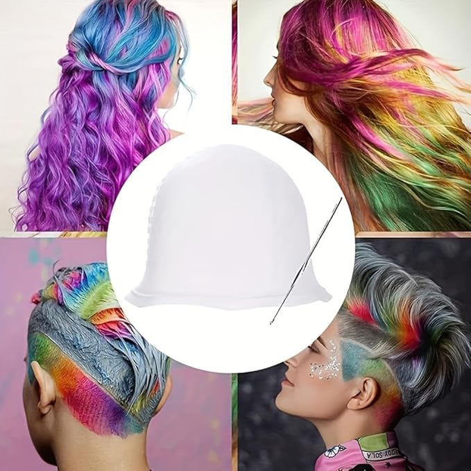 1 Pieces Professional Reusable Hair Coloring Highlighting Cap, Reusable Salon Coloring Tool, White, Blue, Pink (Pink)