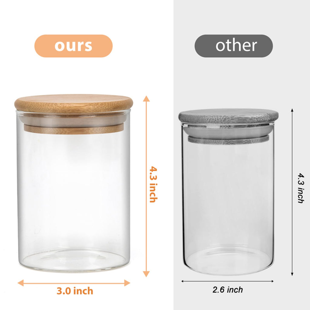 2 Pack Glass Qtip Holder Dispenser Set - Apothecary Jars with Lids for Vanity Makeup Organizer - Bathroom Canister Storage Organizer for Cotton Ball, Swab, Round Pads,Floss