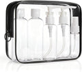 BAGSMART Clear Toiletry Bag with Refillable Travel Bottles Set, Black