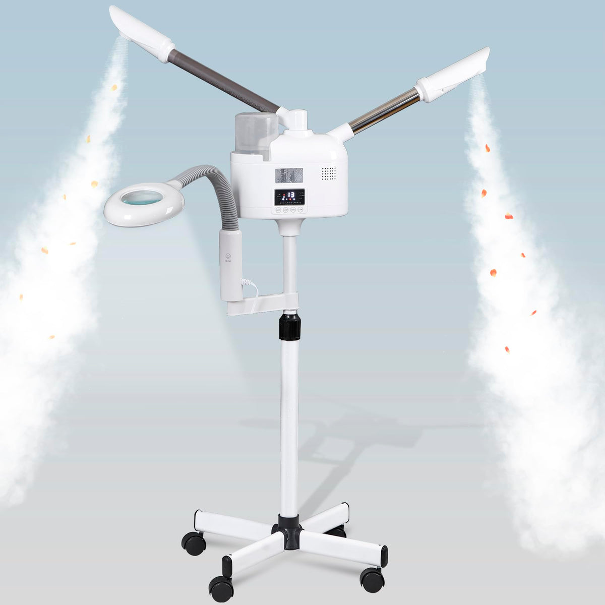 Saicool 2 in 1 Facial Steamer 5X Magnifying Lamp - Hot Ozone Spa Machine, Mist Face Salon Beauty Skin Care Equipment