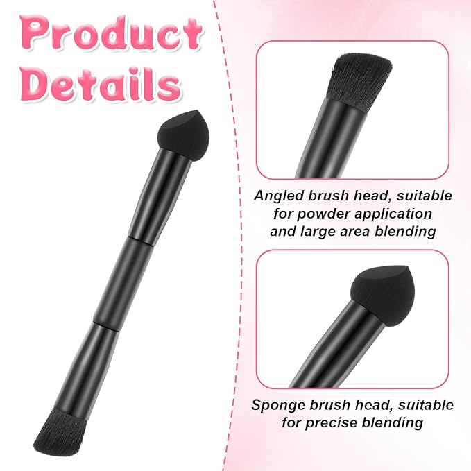2 Pcs Dual Ended Hairline Brushes, Hairline Concealer Brush Set with Sponge Tip and Soft Bristles for Covering Hair Root Travel Makeup Brush Set for Concealer, Contour, Root Touch Up