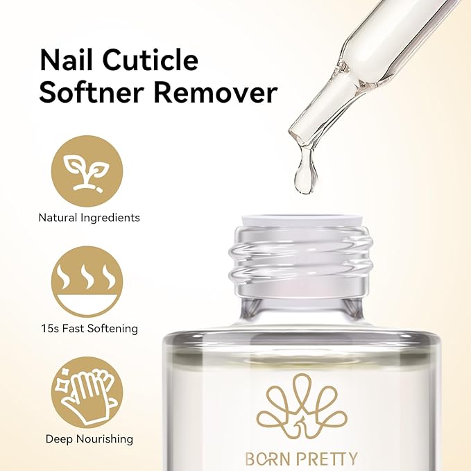 Born Pretty Cuticle Remover,20ML Professional Cuticle Softener & Remover for Hand,Foot & Nail Care,Nourishing & Moisturizing Dry Cuticles,Salon Quality Manicure & Pedicure Supplies