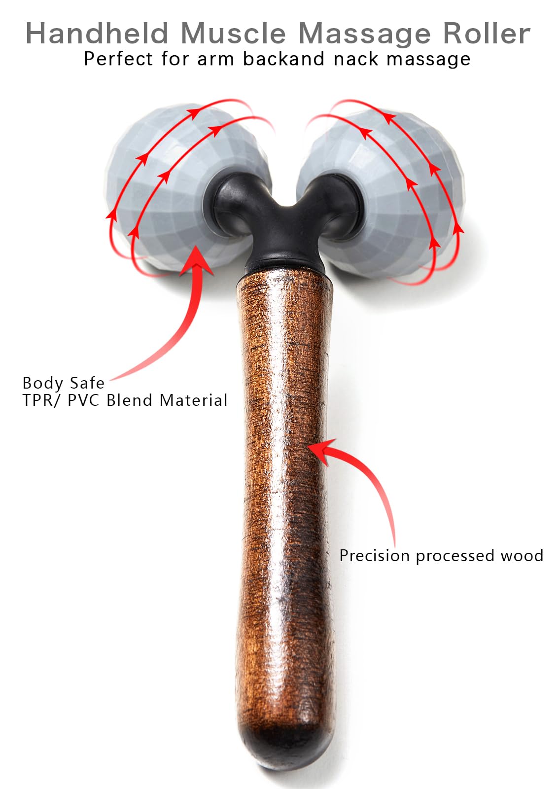 Lyanxinlei Relax Massage Roller - Body Massage Tools Myofascial Trigger Points Reduce Muscle Soreness Tightness Leg Cramps for Circulation, Stress, Arthritis and Hand Pain Relief & Recovery (Grey)