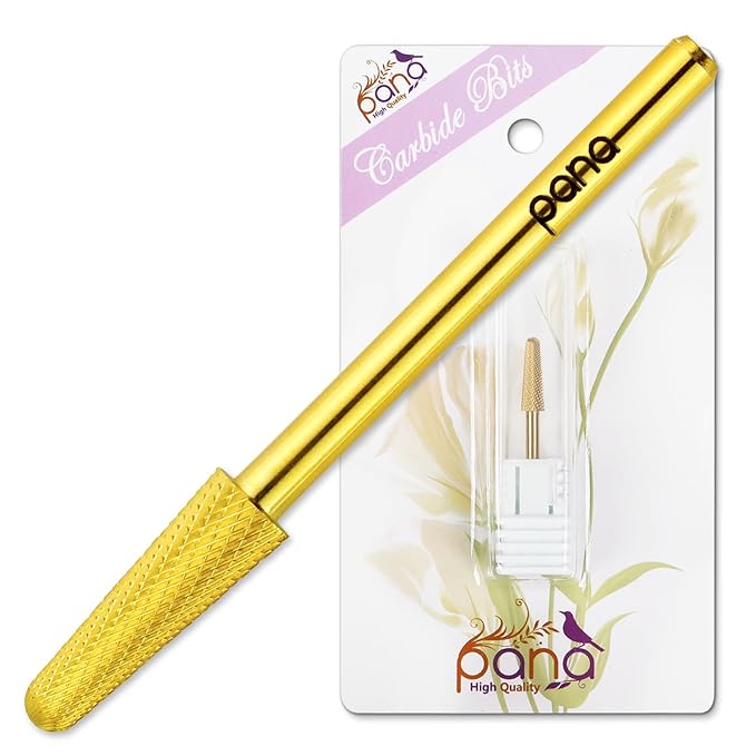 USA PANA Professional 3/32" Shank Size - Cone Shape Carbide Bit - Nail Drill Bit for Manicure Pedicure Tools Dremel Machine - Gold, Silver (Extra Fine, Gold)