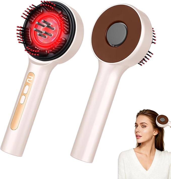 Hair Growth Comb,Electric Scalp Massager Comb,IPX7 Waterproof,Portable for Home & Travel,White