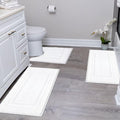 SHACOS White Bathroom Rugs Sets 3 Piece Small Bath Mat U Shaped Toilet Rug