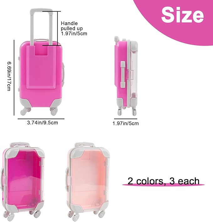 6 Pcs Mini Suitcase Favor Box Plastic Luggage Storage Empty Candy False Eyelashes Small Suitcase for Wedding Travel Decoration