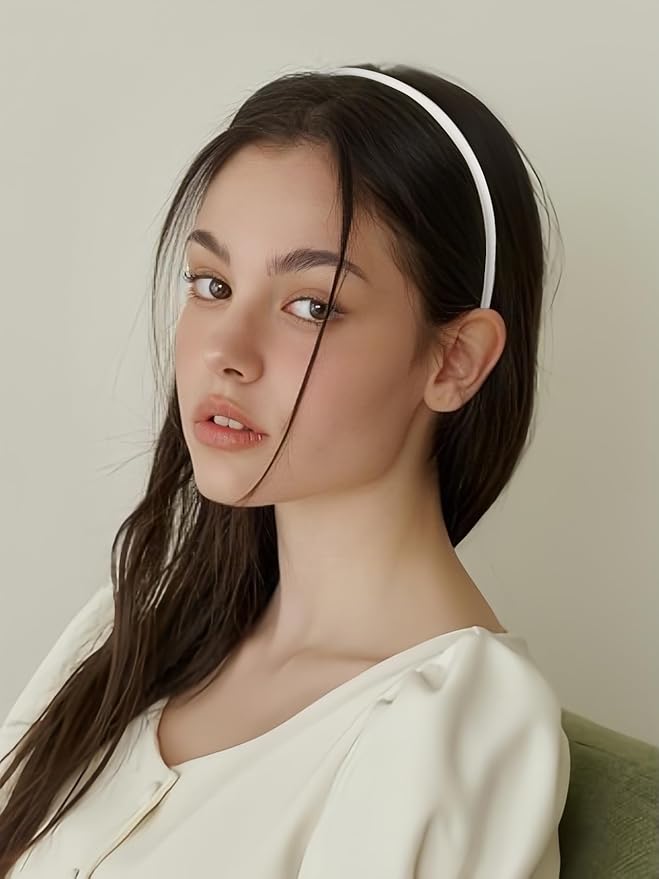 WOVOWOVO 5Pcs Thin Leather Headbands for Women Fashion Hair Bands for Women's Hair Non Slip Black Brown Skinny Headbands Cute Accessories for Women