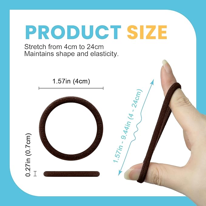 HOYOLS Brown Hair Ties, Seamless Ponytail Holders 100 pcs