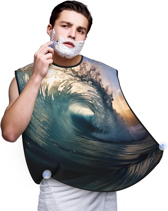 Ice Hockey Print Print Beard Bib Shaving Apron, Beard Hair Trimming Cape Gift For Dad