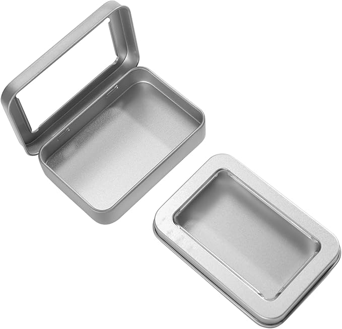 LIGHUFEIC 2 PCS Portable Cotton Swab & Floss Holder,Travel-Size Empty Metal Containers with Dustproof Lids for Cotton Swabs, Floss Picks, Hair Ties, and Small Items(Silver)