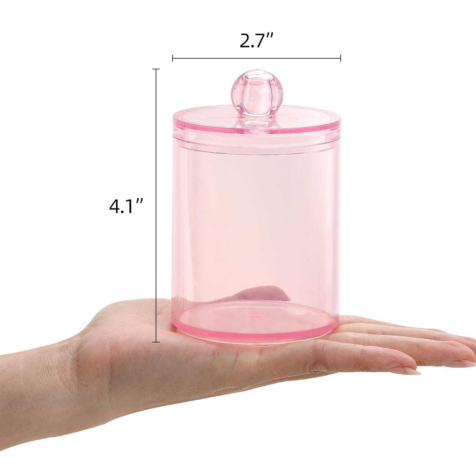 Tbestmax 6 Pack Qtip Holder, 10-Ounce Apothecary Jars with Lids for Cotton Ball Swab Pad Dispenser, Bathroom Canisters Organizer (Pink)