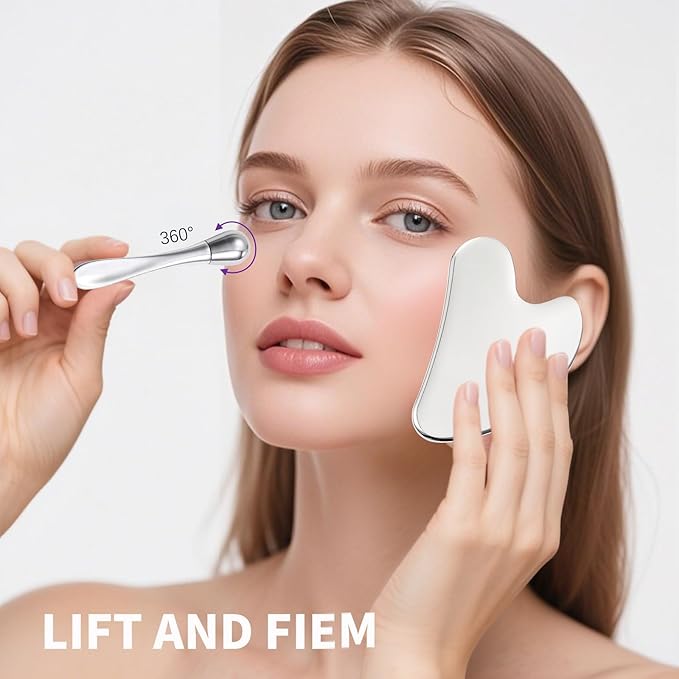 annrose Stainless Steel GuaSha & Eye Cream Applicator Facial Tools
