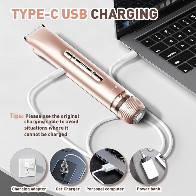 Bikini Trimmer for Women,2 in 1 Womens Electric Razors,Dual Head Shaver for Women Lady Facial Pubic Legs Private Area Body Hair,IPX7 Waterproof Wet & Dry