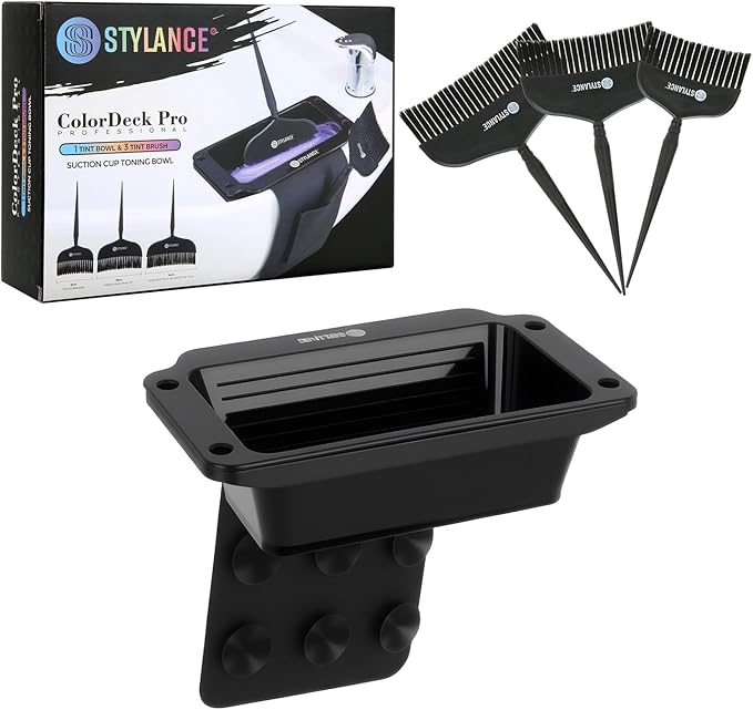 STYLANCE Toning Tub Hair Dye Bowl，Professional Hair Dye Color Mixing Bowl，Suction to Sink & Shampoo Station，For Salon and Home, Black