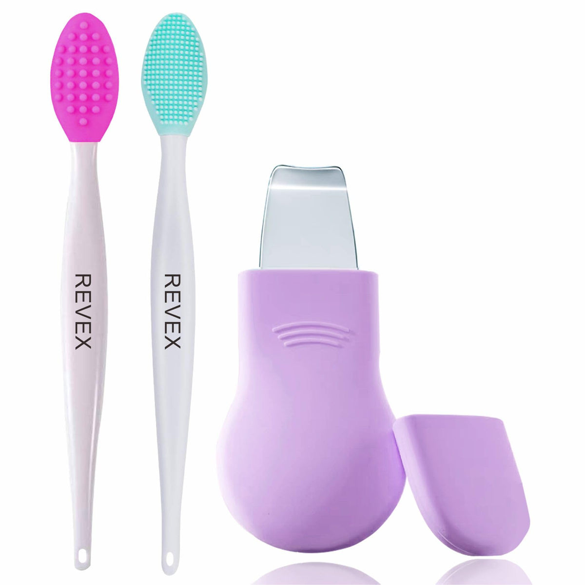 REVEX Nose Blackhead Remover Tool Set,Blackhead Scraper Tool,2Pcs Pore Cleaning Brush, Face Scrubber Skin Spatula, Pore Scrubber for Deep Cleansing,Face Exfoliator Scrubber for Women Men. (White)