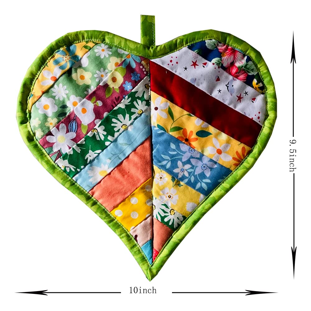 Pot Holders for Kitchen Hot Pads 100% Cotton for BBQ/Cooking/Baking/Grilling/Microwave/Barbecue (2PCS Loves)
