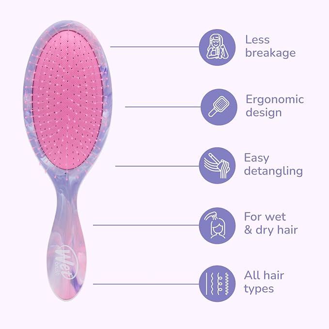 Wet Brush Original Detangler, Pink (Matte Marble), Ultra-Soft IntelliFlex Bristles Glide Through Tangles, Detangling Hair Brush (Wet & Dry), Women & Men, Limited Edition