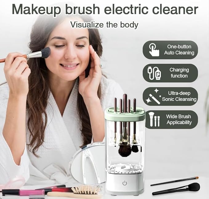HorizonMart - Automatic Makeup Brush Cleaner Machine - Fast Dryer & Deep Cleaning Tool for All Brush Sizes, Portable & Easy to Use.
