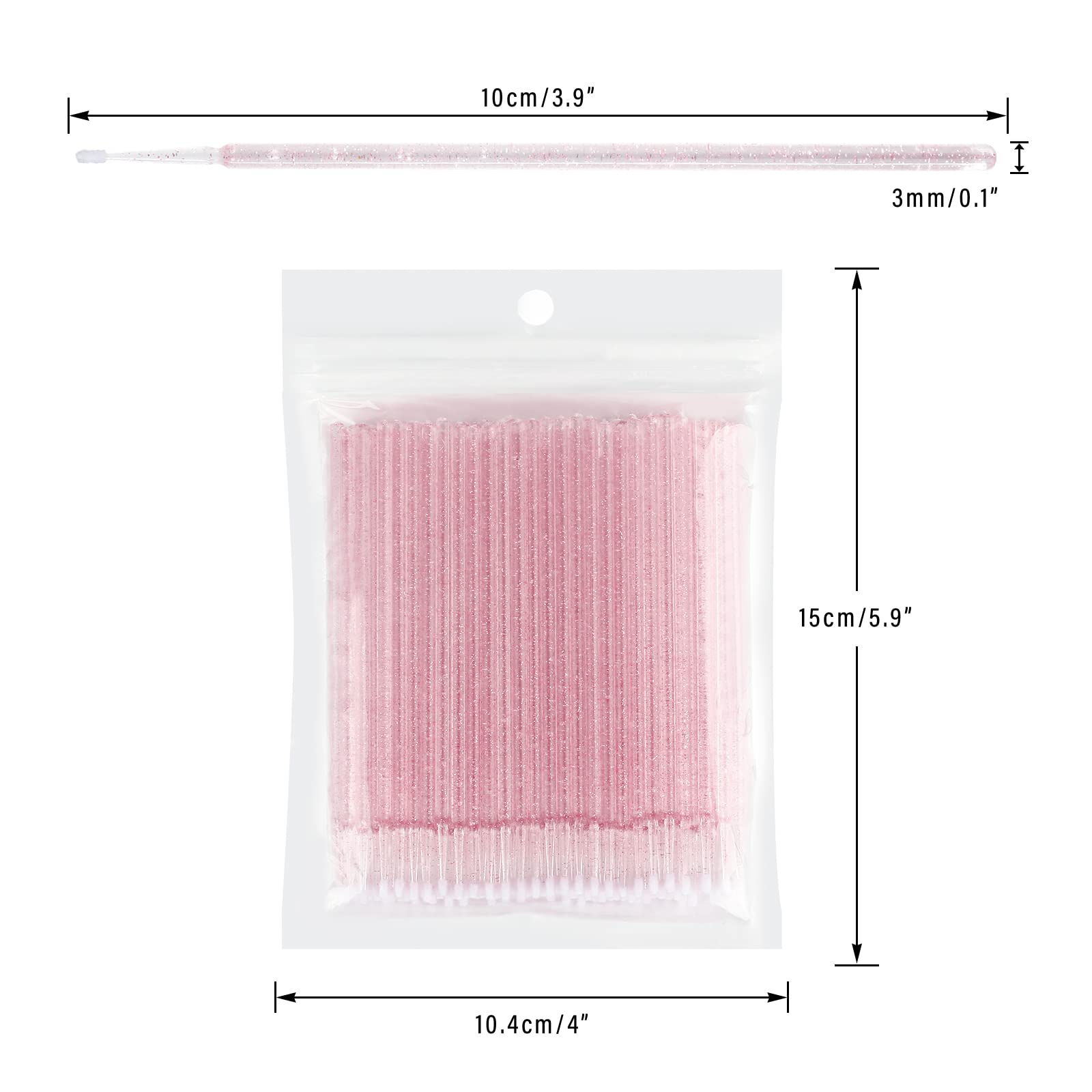 G2PLUS 500PCS Disposable Micro Applicators Brush for Makeup and Personal Care, Cosmetic Micro Applicators, Microswabs for Eyelash Extensions, Nails, Eyeliner (Head Diameter: 2.5mm/0.098'')