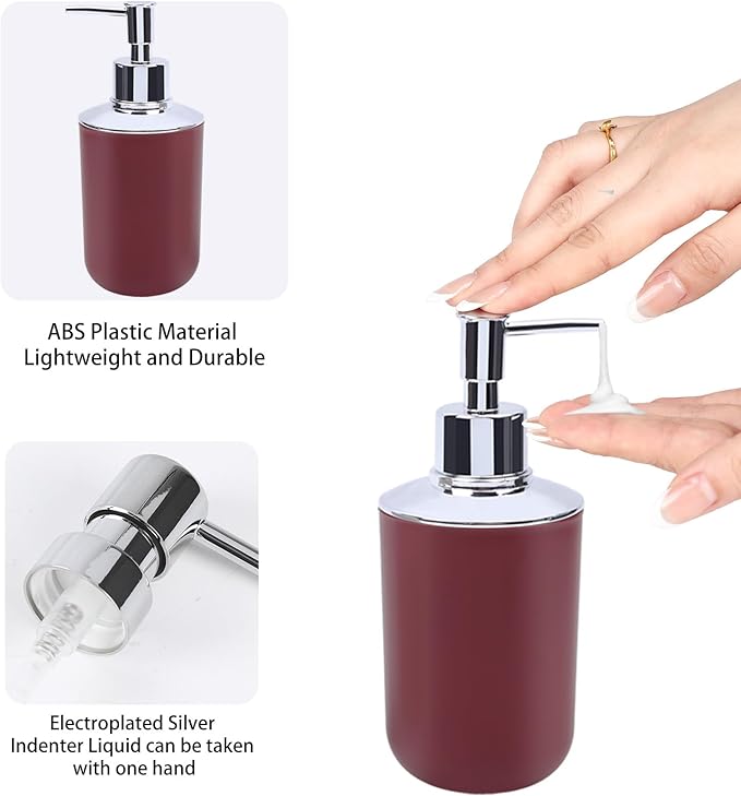 LGURT Red Bathroom Accessories Set, 4-Piece Plastic Bathroom Set with Soap Dispenser, Toothbrush Holder, Rinse Cup & Soap Dish, Bold Red Bathroom Decor for Home