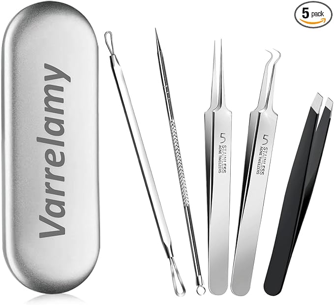 Blackhead Remover Pimple Popper Tool Kit - (5 Piece Kit) - Professional Stainless Pimples Comedone Extractor Removal Tool