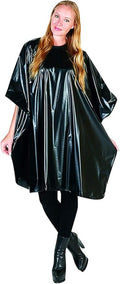 Betty Dain Jumbo Shampoo Cape, 45" W x 54" L, Waterproof and Stain-resistant Vinyl, Soft Nylon Neckband, Touch-and-close Fastener, Machine Washable, Black