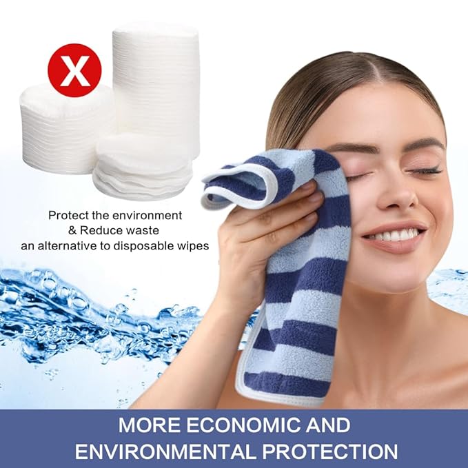 Microfiber Facial Cloths Fast Drying Washcloth 12x12inch Stripes 6 pack
