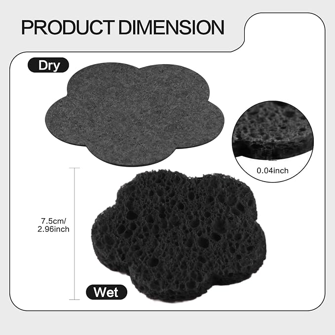 50-Count Facial Sponges Compressed Facial Sponges Natural Facial Cleansing Sponges Pads Cute Flower Shape Exfoliating Sponges for Cleansing Reusable,Best Makeup Gift, Black