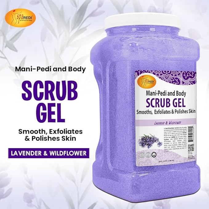SPA REDI Exfoliating Body & Skincare Treatment Multi-Purpose Professional & At-Home Skin Refinement, Exfoliate Hydrate Transform for Holistic Transformation, Lavender & Wildflower 128 Oz Pkg May Vary