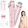 Bikini Trimmer for Women-2 in 1 Dual Head Electric Razors,USB Rechargeable Bikini Electric Shaver,IPX7 Waterproof Dry & Wet Use Body Hair Trimmer and Facial Hair Remover for Underarm Leg Body,Pink