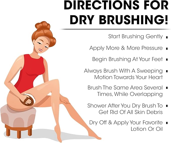 OPAZ Dry Body Brush 2 Pack, Natural Boar Bristle Exfoliating Brush