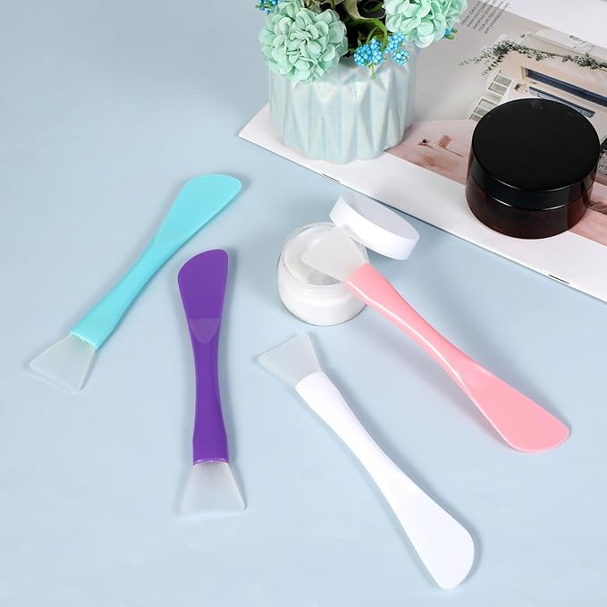 Face Mask Applicator, 4 PCS Silicone Face Mask Brush Reusable Double-Ended Facial Masks Brush Washable Facial Masks Spatula Beauty Tools for Apply Cream Lotion Mud Clay Gel Foundation