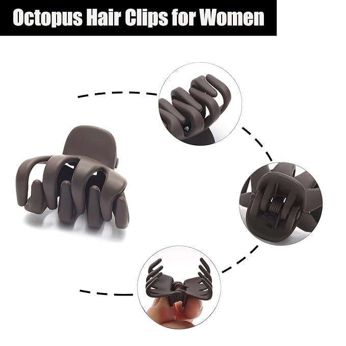 Cobahom 24 Pack Small Hair Claw Clips 1.2 Inch Matte Hair Clips for Thin Hair No-Slip Mini Hair Clip Hair Styling Accessories for Women and Girls (Matte Chocolate)