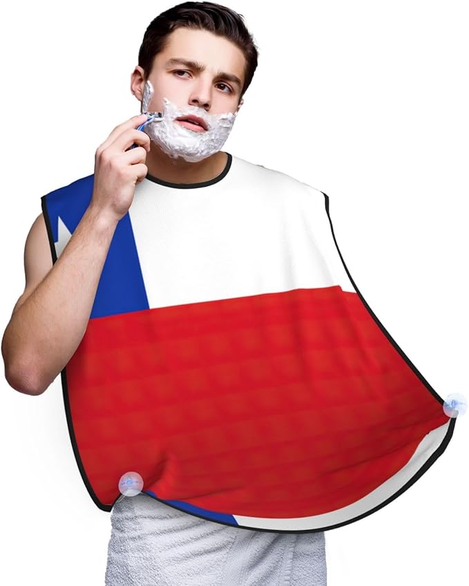 YQxwJL Flag Of Chile Print Beard Bib Shaving Apron, Beard Hair Trimming Cape Gift For Dad