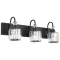 Ralbay Modern Crystal Vanity Light 3-Lights Modern Crystal Vanity Lights for Bathroom Matte Black Crystal Bath Wall Light Fixtures Modern Black Crystal Bathroom Light Fixtures