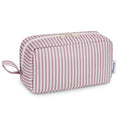 Narwey Cute Makeup Bag Small Toiletry Bag Travel Cosmetic Bag Organizer Make Up Bags with Organized Pockets for Women (Dusty Rose Stripe, Large)
