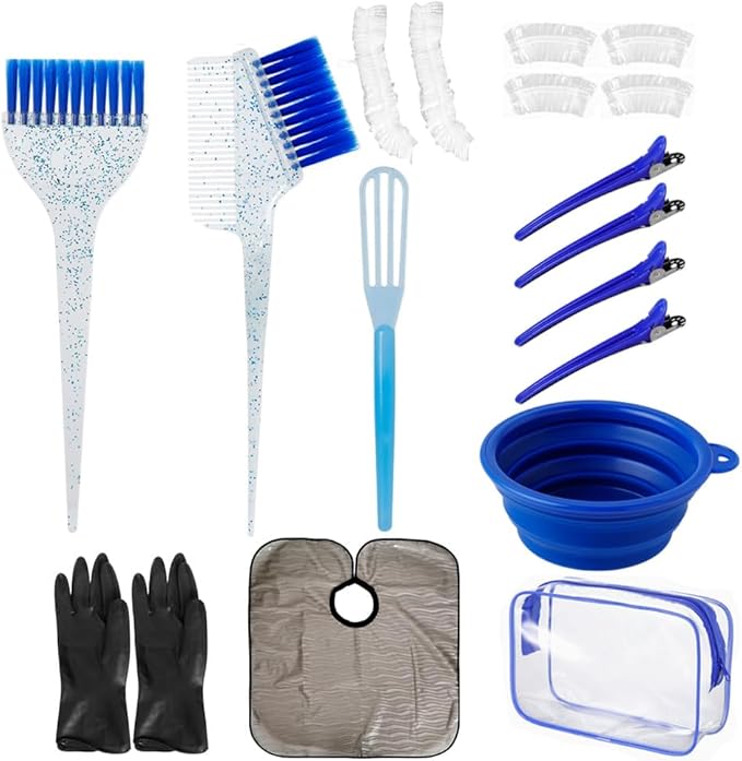 MOONMINI Hair Dye Color Brush and Bowl Set, Color Bowl Brushes Tool Mixing Bowl Kit Tint Comb for Hair Tint Dying Coloring Applicator (Pink&Black)