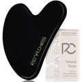Rena Chris Gua Sha Facial Tools: Natural Obsidian Guasha Tool for Face Acupuncture Therapy, Facial Massager for Jawline Sculpting and Puffiness Reducing (Black)