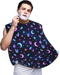 Stretchable Beard Cape, Non-Stick Hair Catcher for Trimming, Waterproof Grooming Apron, Trippy Purple Goth Moon Crystals Black Sky