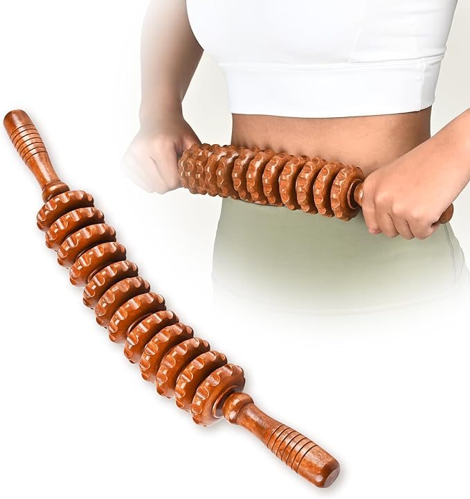 NXCYLW Wood Therapy Massage Tools, Wooden Massage Roller Stick, Lymphatic Drainage Tool, Curved Wood Muscle Massage Roller Used to Relieve Muscle Soreness and Body Shaping