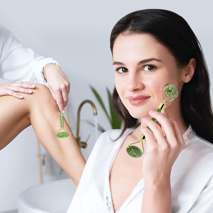 Sbnnfikeb Jade Roller & Gua Sha Set 5-in-1, Full Body Massage Tools