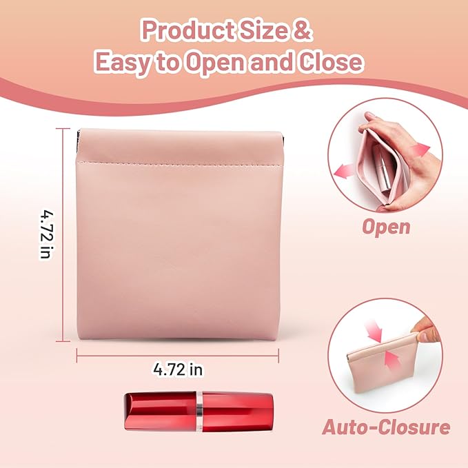 Muswelf 4 Pack 4.7"×4.7" Small Makeup Pouches, Soft Snap Closure Purse Pouches, Mini Travel Cosmetics Pouches, Coin Pouch, Lipstick Case, Little Organizer Pouches for Women